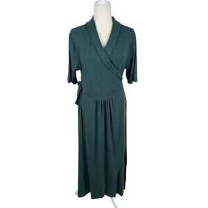 Quince Tencel Jersey Midi Wrap Dress Dark Olive Sz XL Timeless Effortlessly NWT